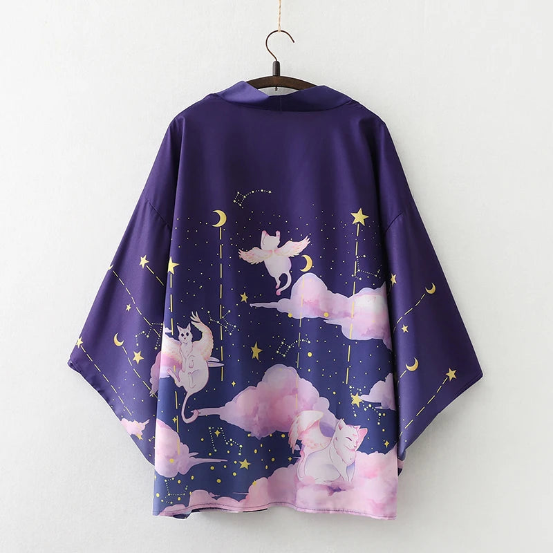 Kimono Haori Ample Style Harajuku Violet