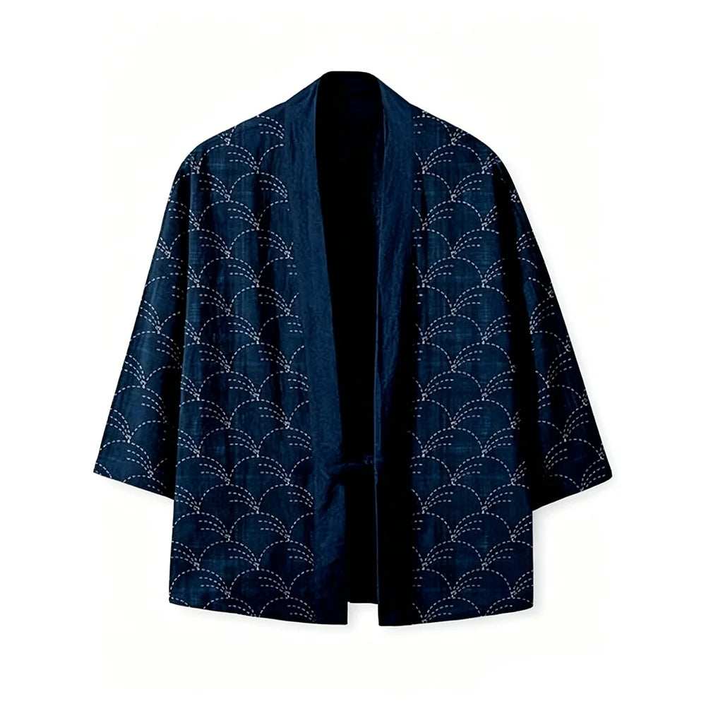 Cardigan Kimono Haori Japonais Unisexe Coton Imprimé