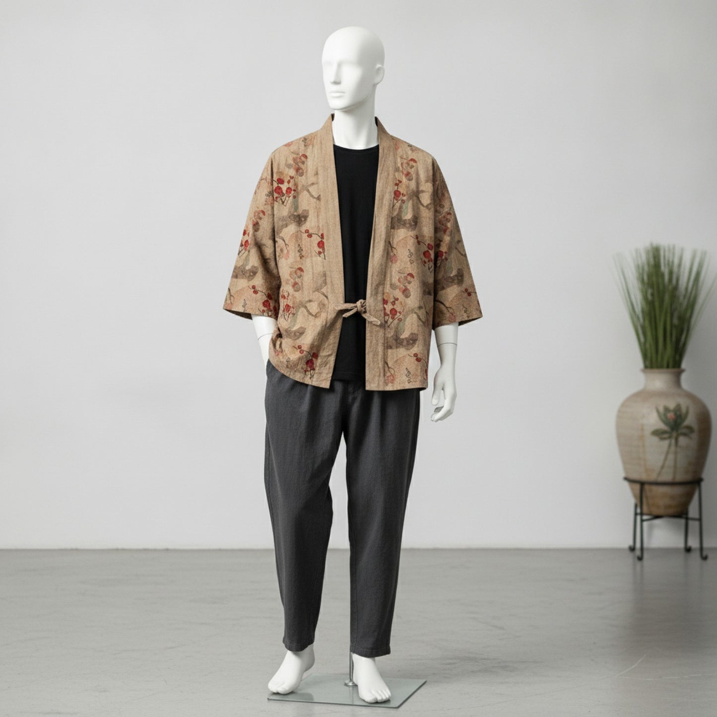 Cardigan Kimono Haori Unisexe Coton Motifs Japonais
