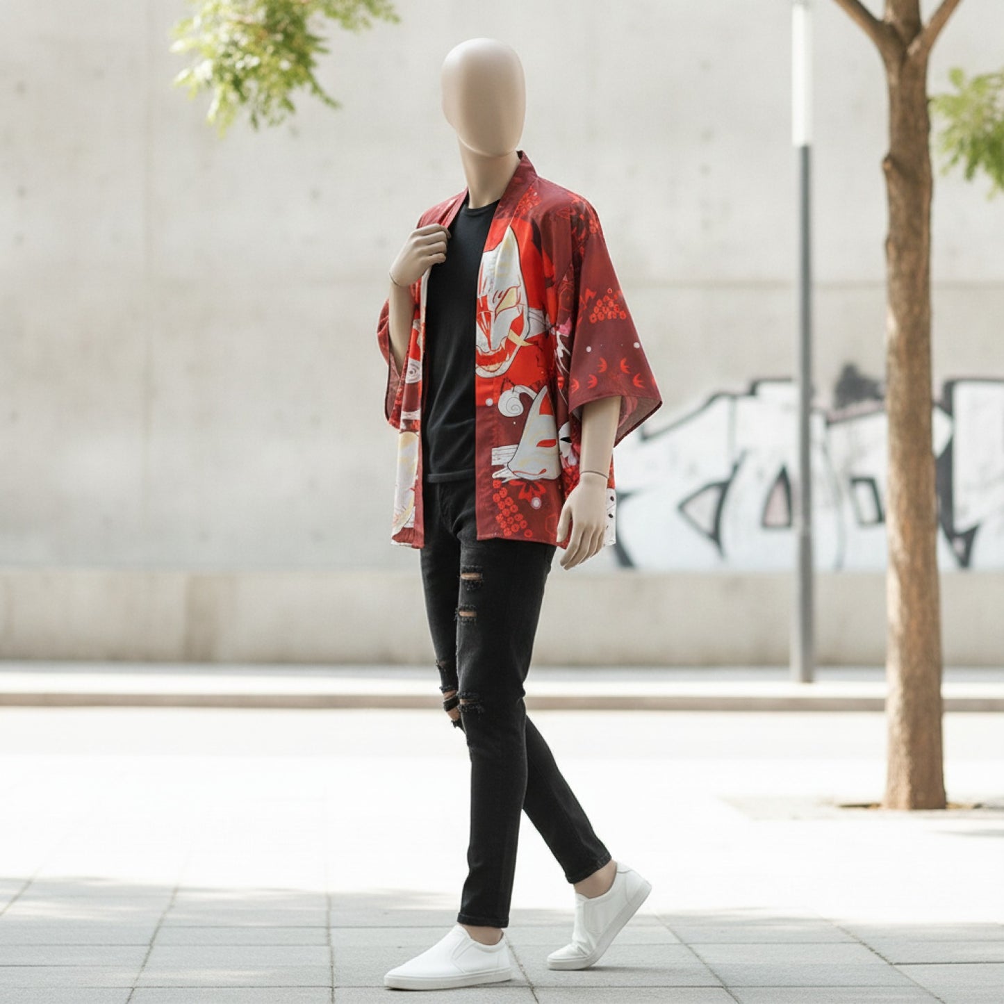 Kimono Haori Rouge Style Streetwear Unisexe