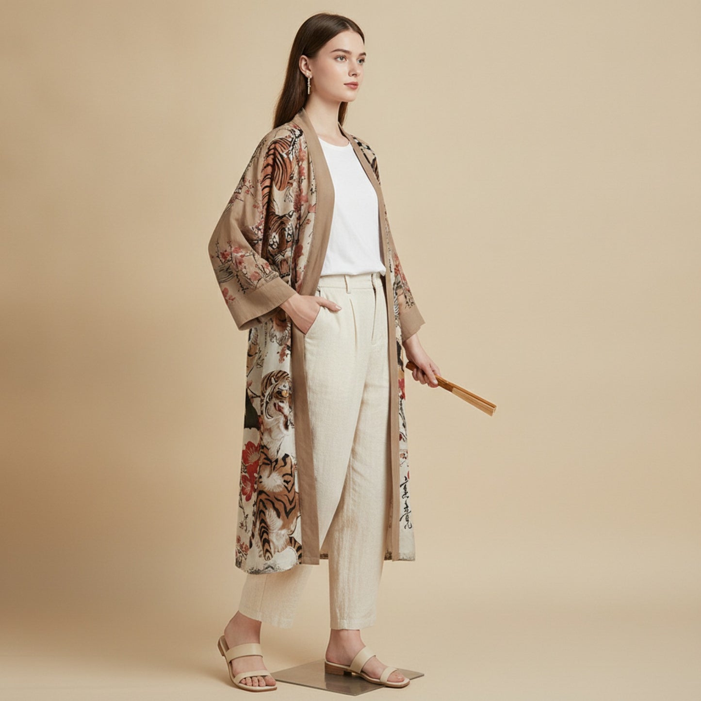 Kimono Long Imprimé Chinois Mixte