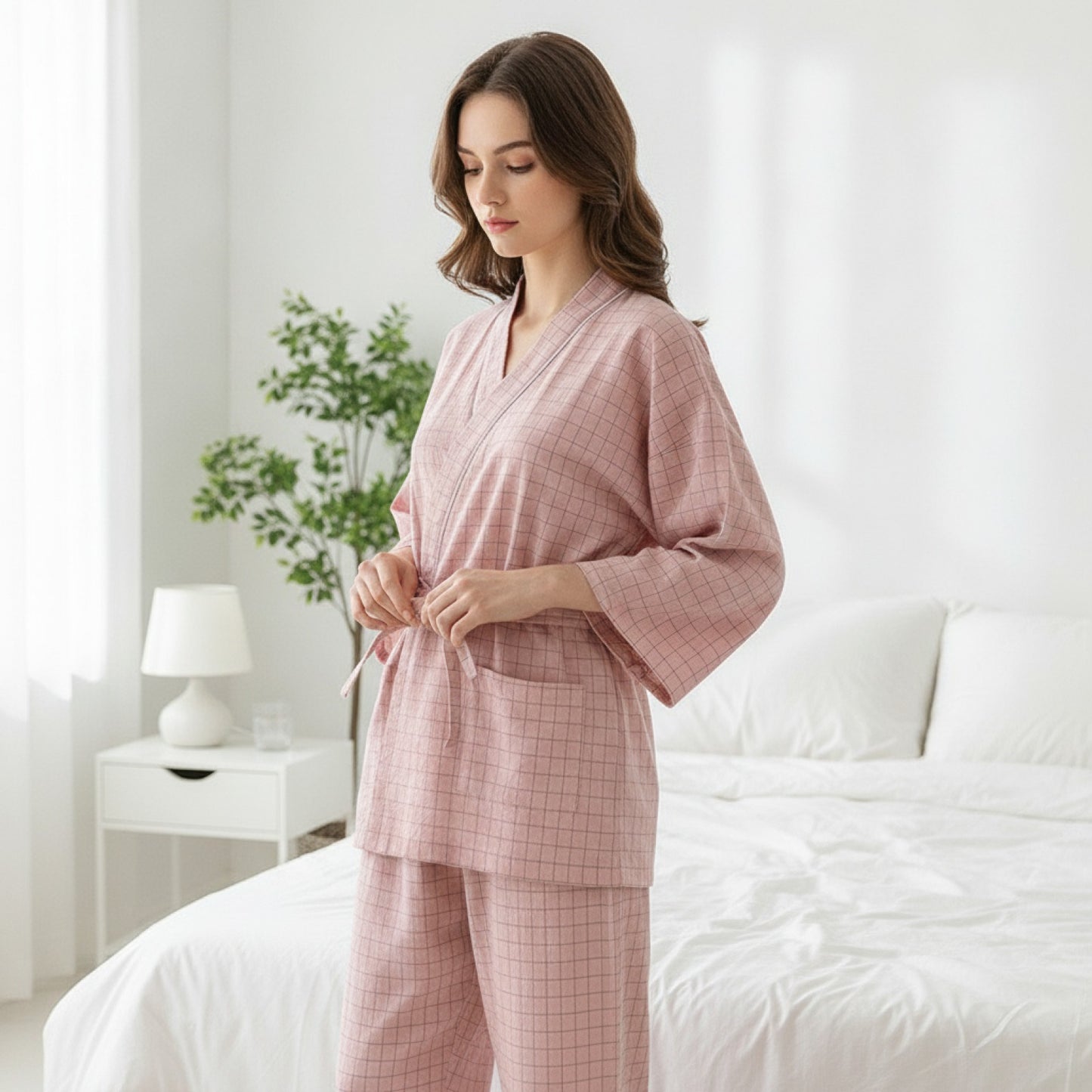 Pyjama Kimono Japonais d'Été en Coton Léger pour Couple