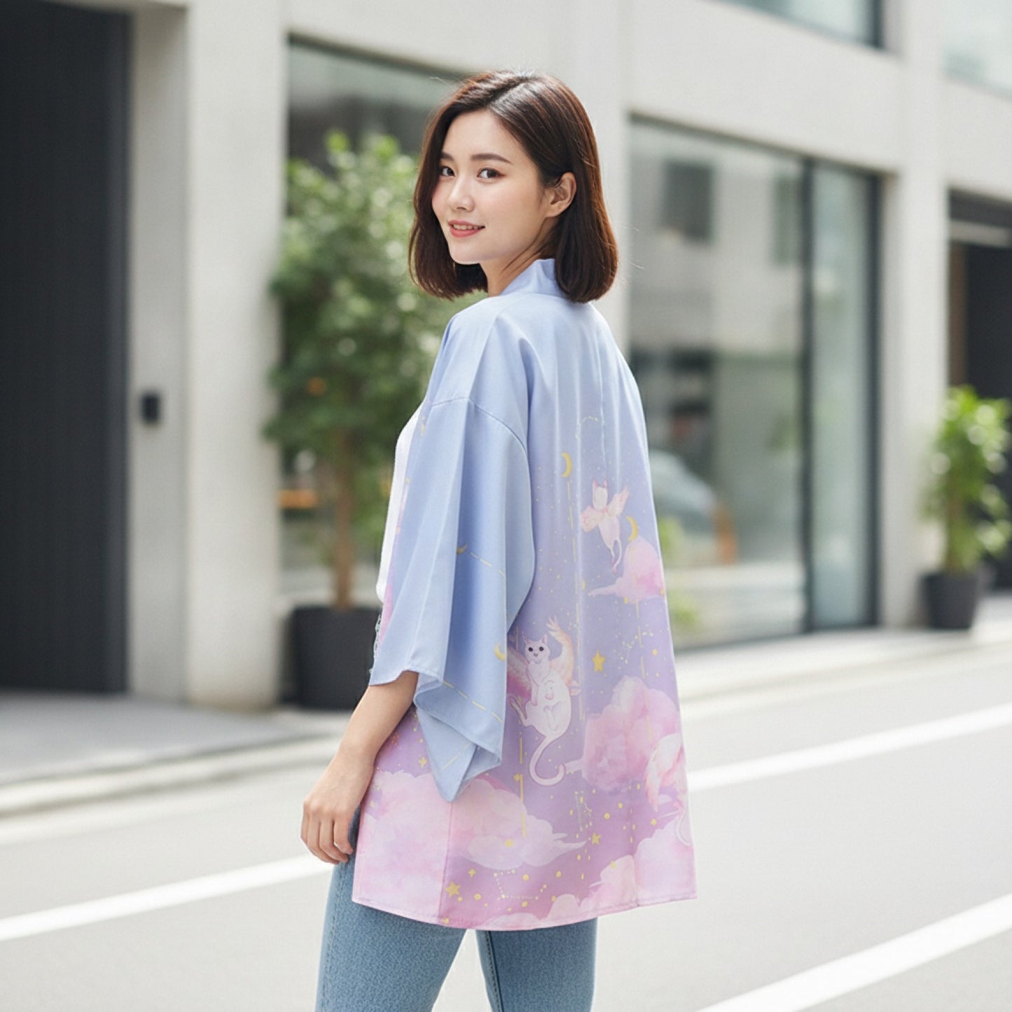 Kimono Haori Ample Violet Clair - Style Japonais Été