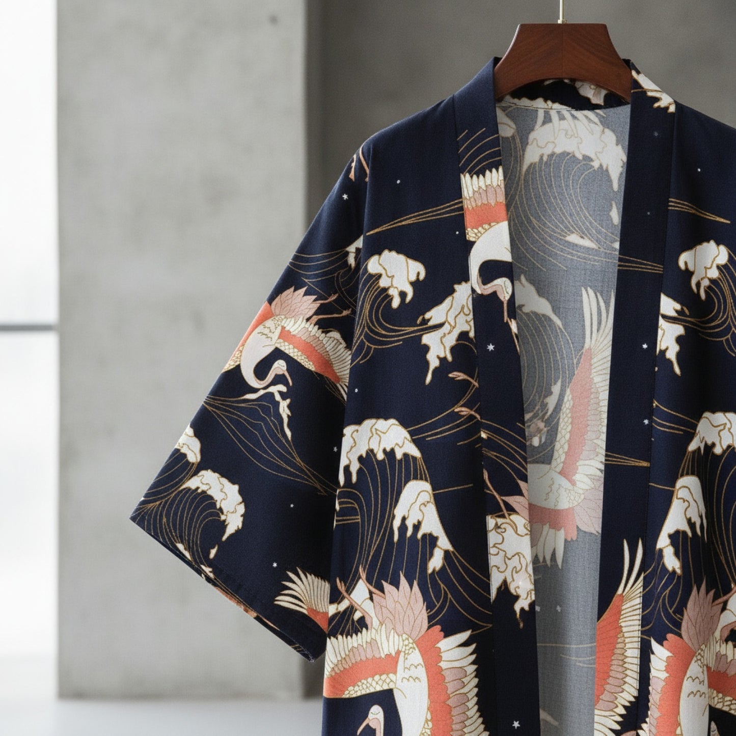 Haori Homme Imprimé Grue