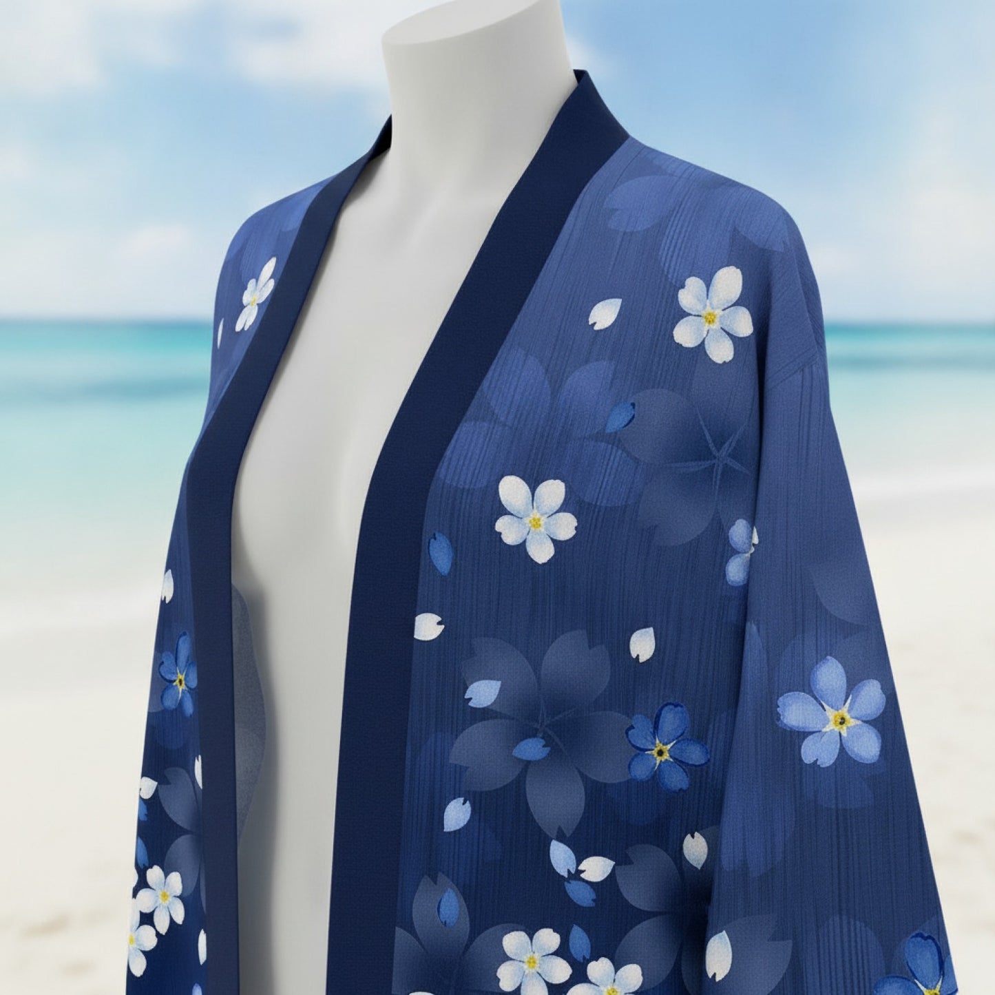 Kimono Japonais Femme Motifs Grues & Cerisiers
