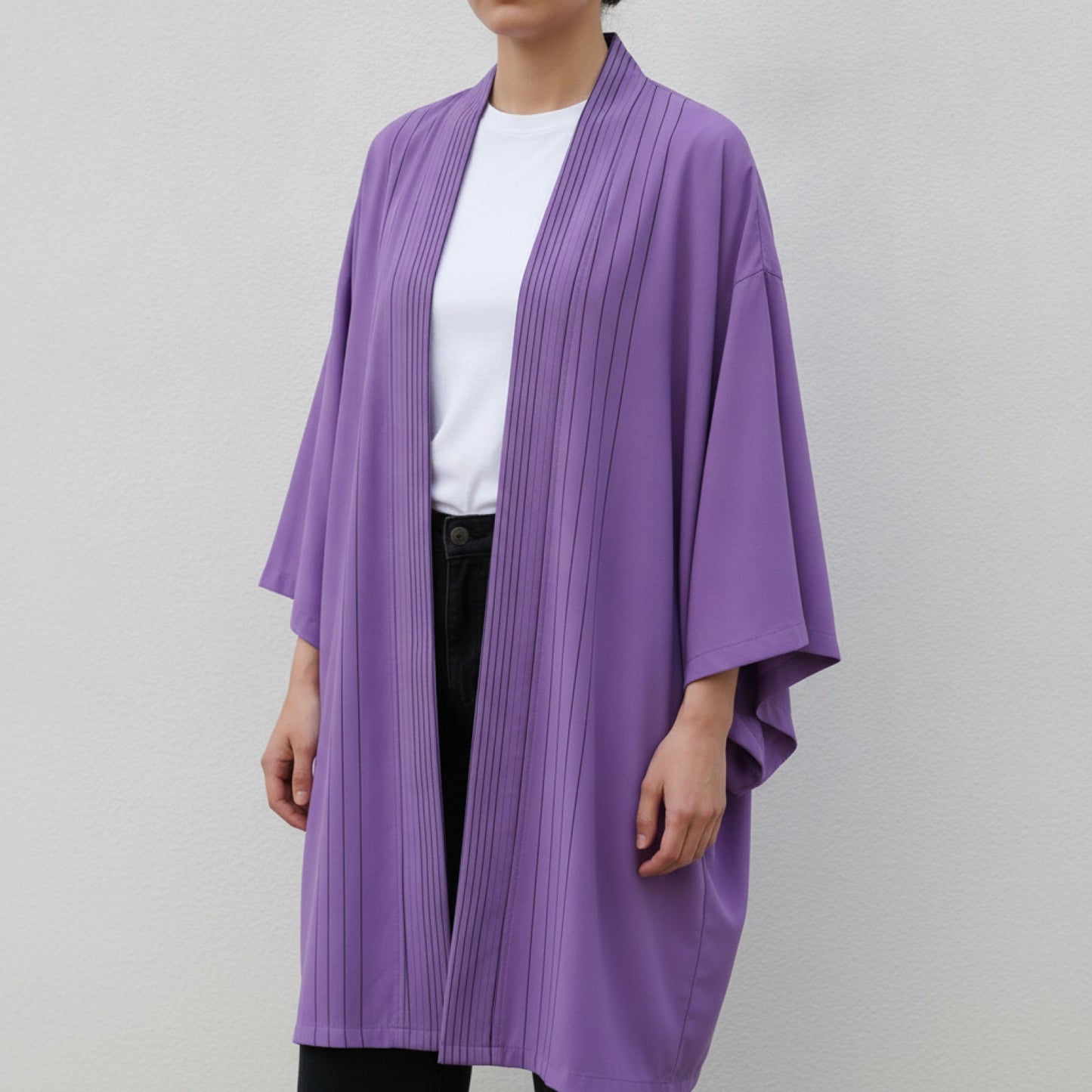 Poncho Kimono Long Violet - Style Unisexe Été