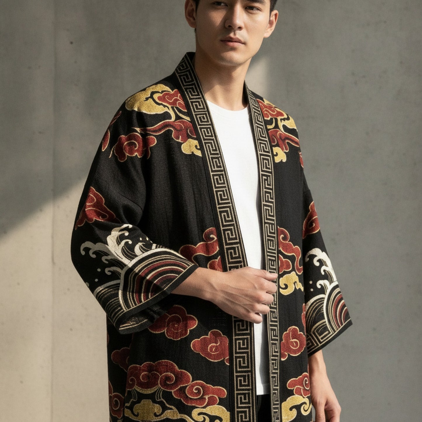 Kimono Long Imprimé Chinois Unisexe