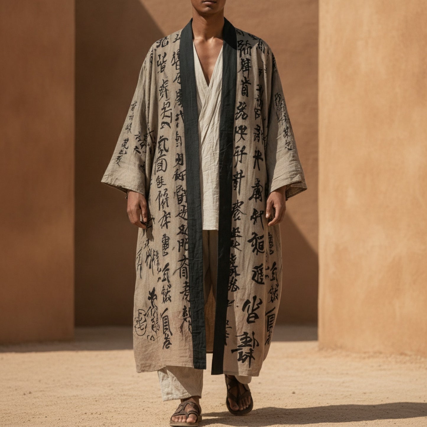 Kimono Long Imprimé Chinois - Style Authentique & Confort