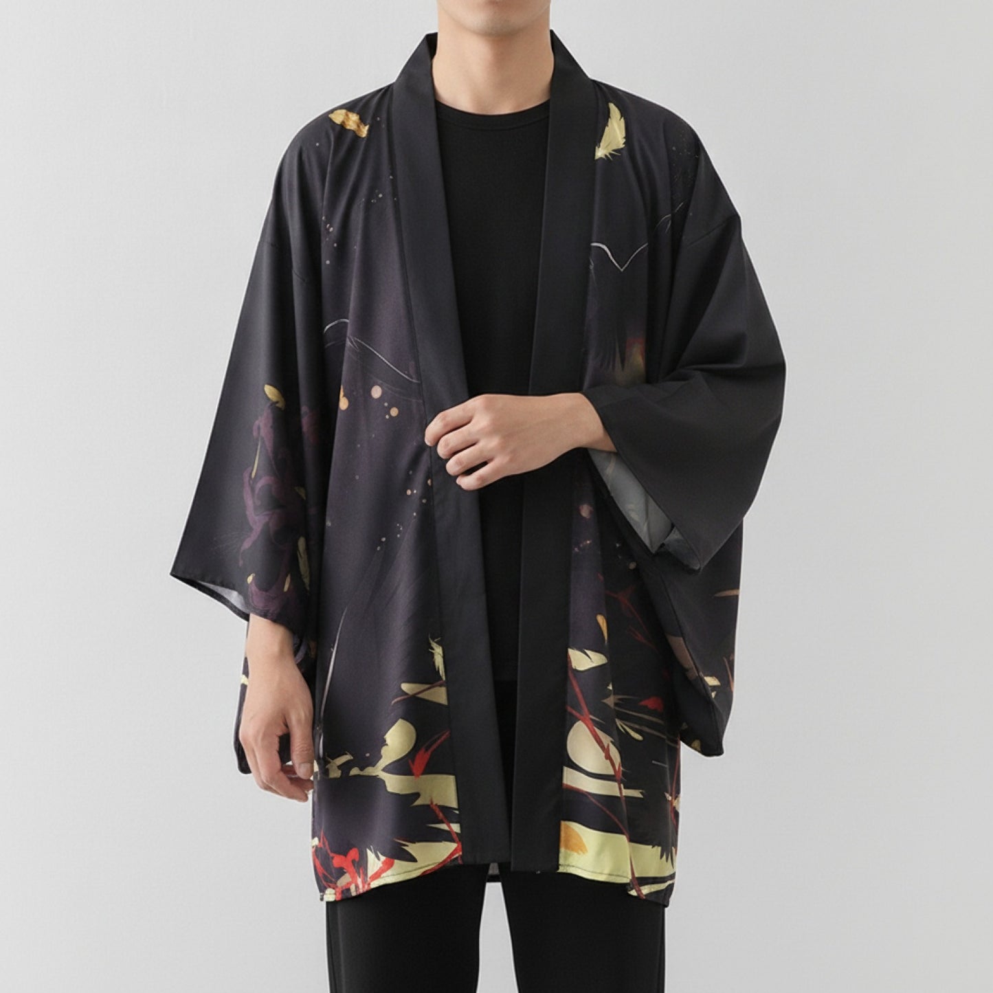 Kimono Haori Streetwear Unisexe Noir