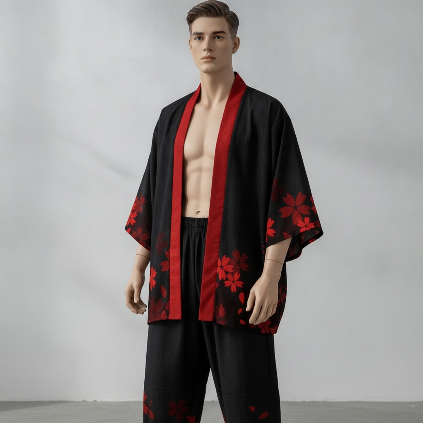 Costume Japonais Oversize 2 Pièces Imprimé