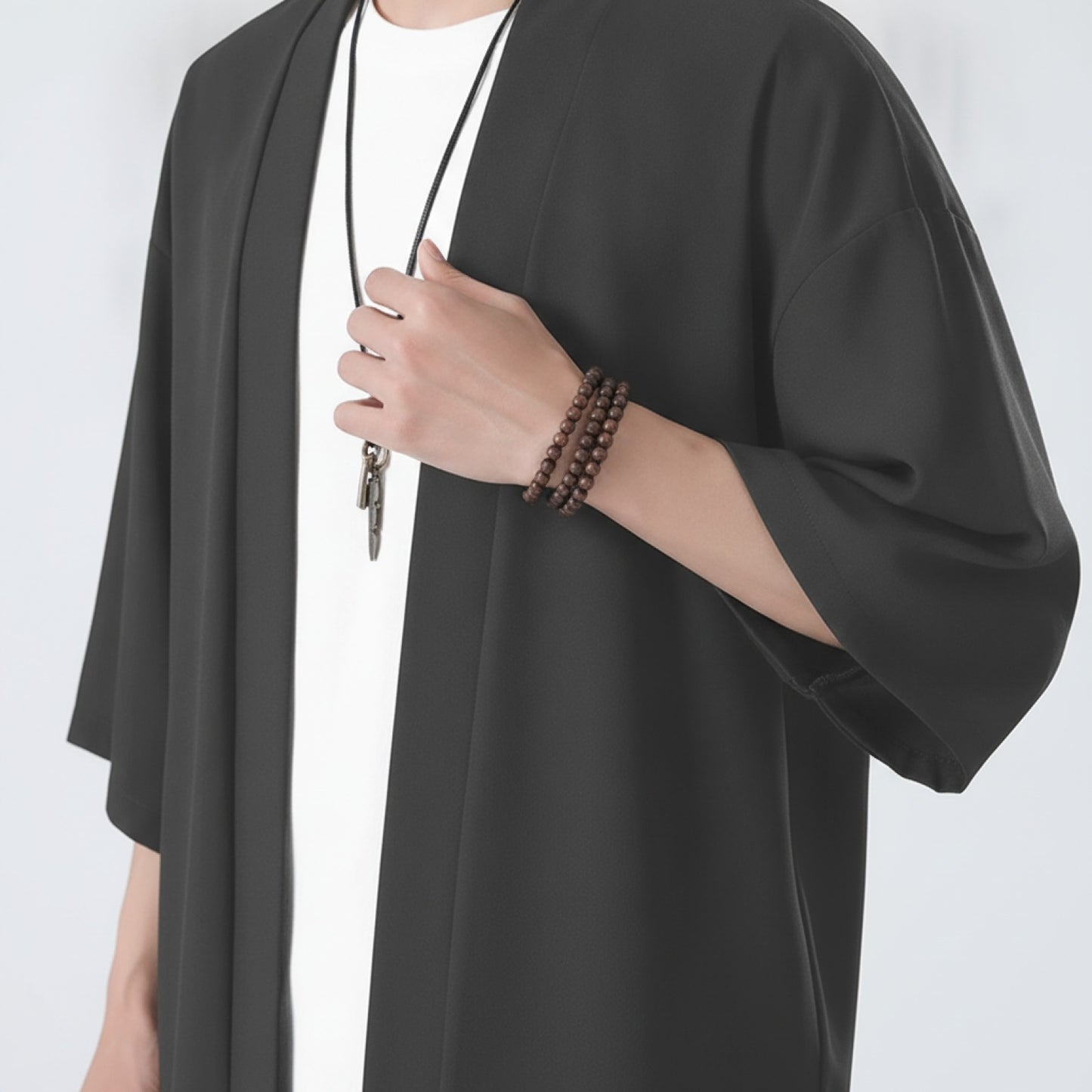 Chemise Kimono Homme Gris - Style Japonais Décontracté
