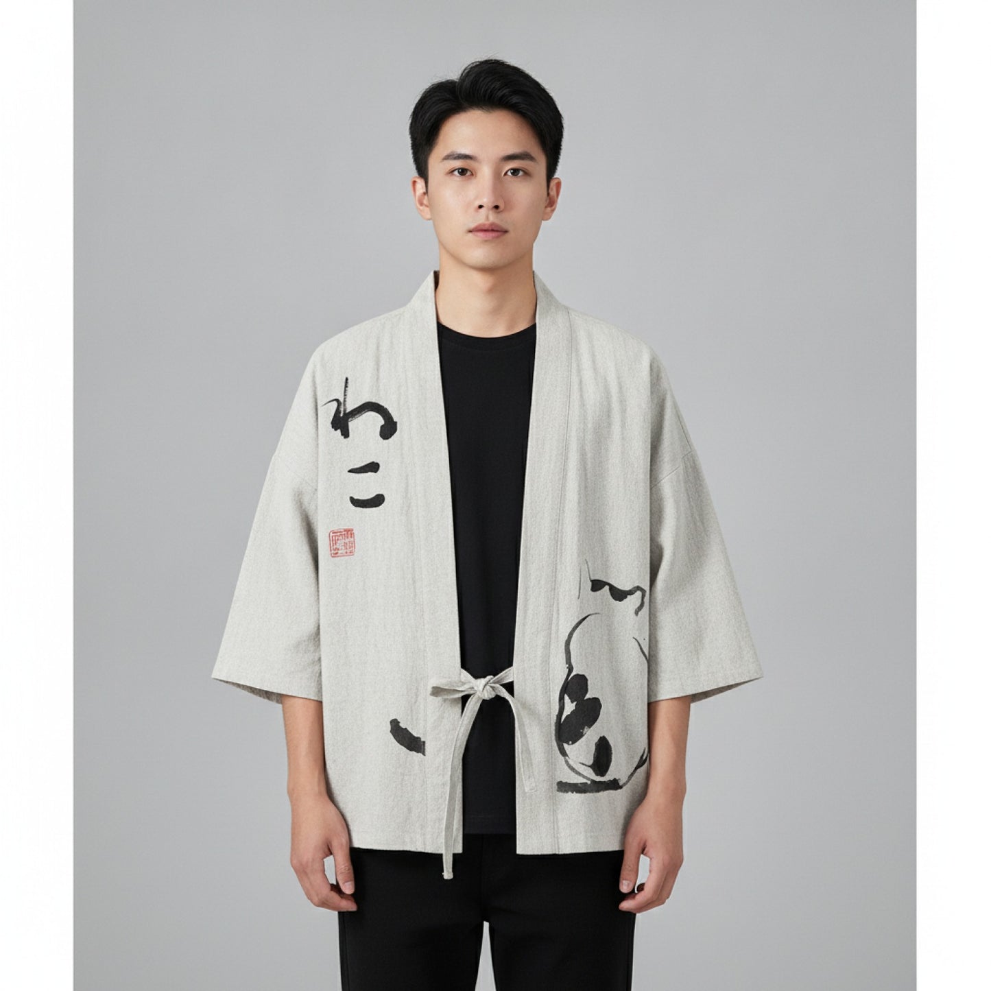 Cardigan Kimono Haori Unisexe Coton Motifs Japonais