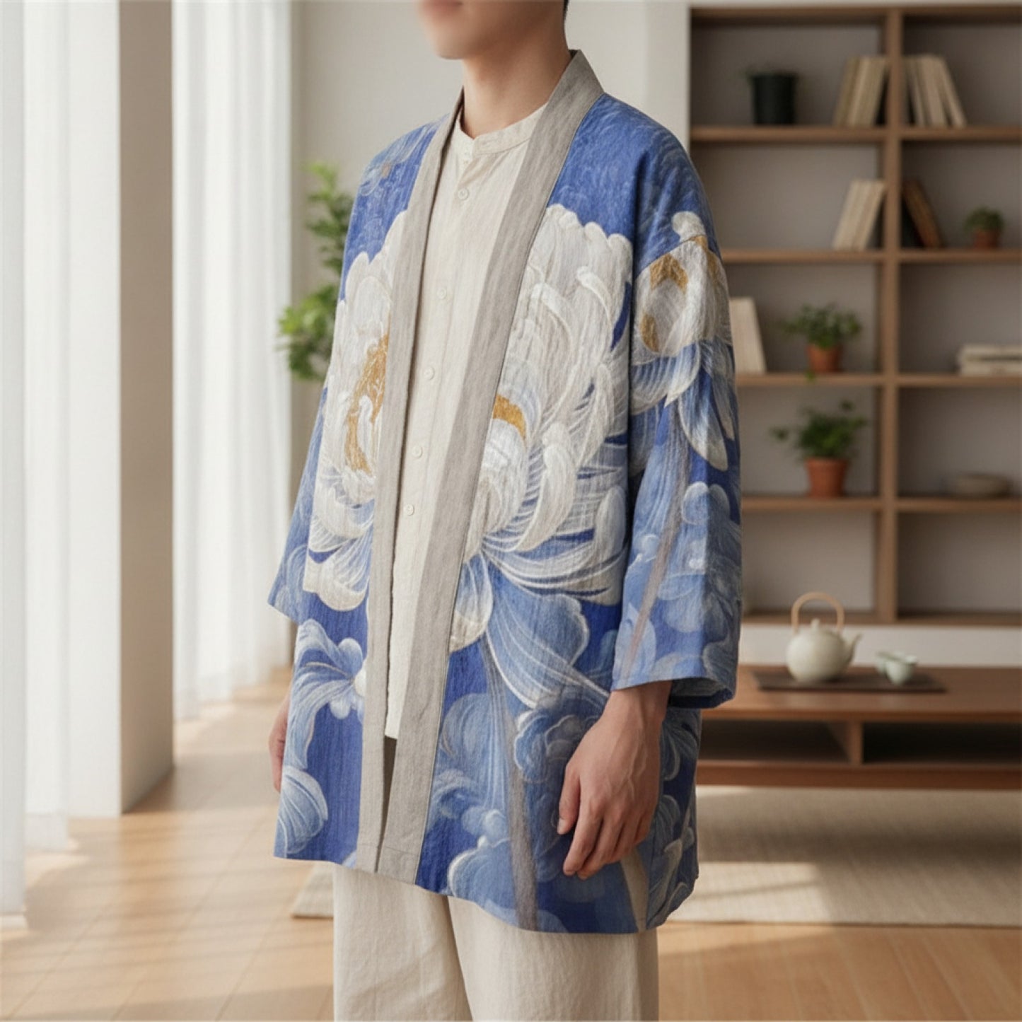 Kimono Japonais Grue & Fleurs Unisexe
