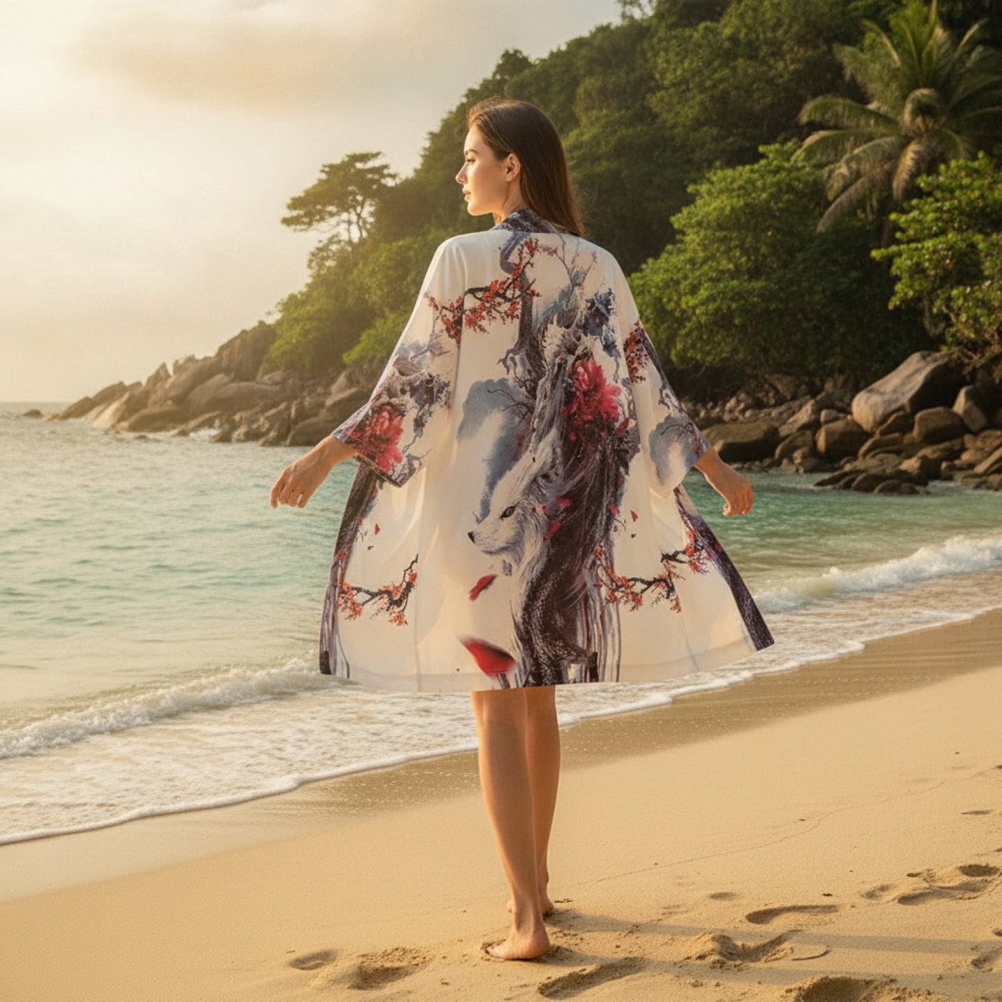 Robe Kimono Plage Baleine Taoïste Femme