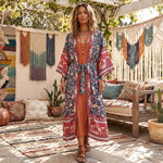 Robe Kimono Fleurie Bohème Femme – Violet - Kimono Zen