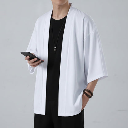 Chemise Kimono Style Japonais Homme – Blanc - M