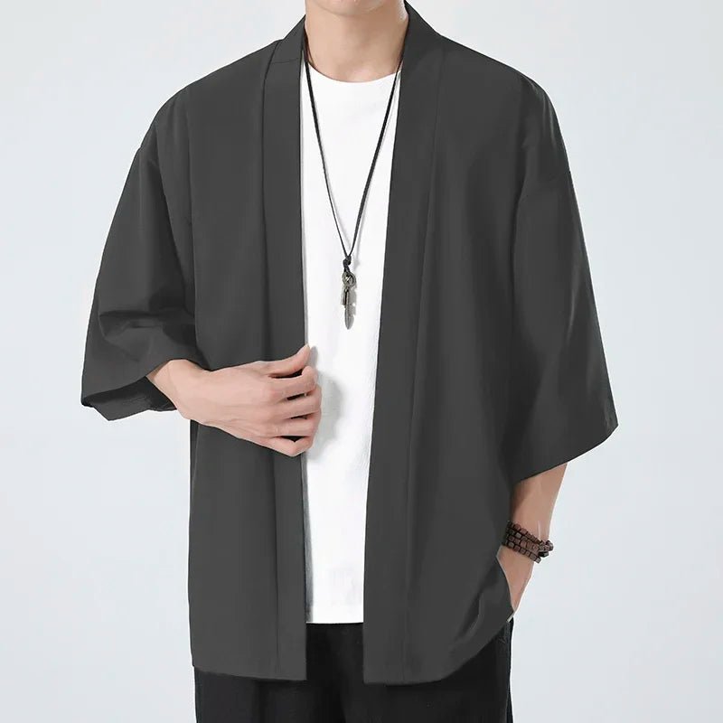 Chemise Kimono Décontracté Homme – Gris - M
