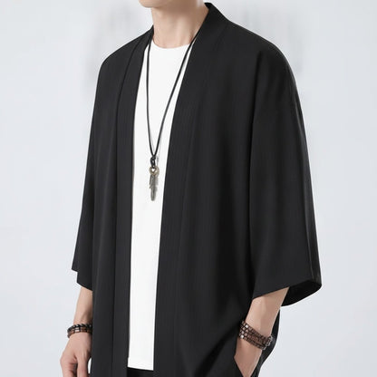 Chemise Kimono Style Japonais Homme – Noir - M