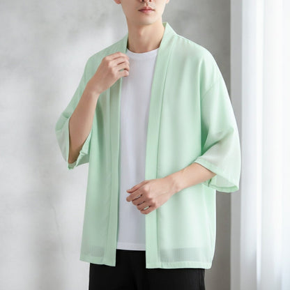 Chemise Kimono Décontracté Homme – Vert - M