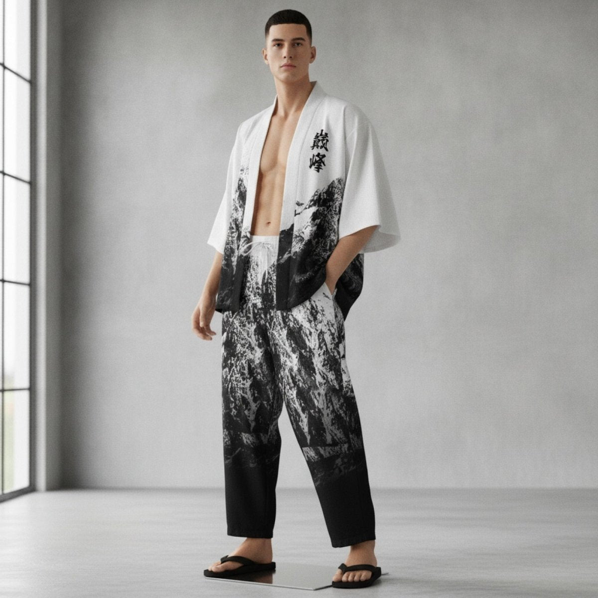 Ensemble Kimono Ample Homme – Blanc et Noir - XXS