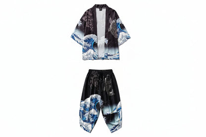 Ensemble Kimono Ample Homme – Noir et Bleu - XXS
