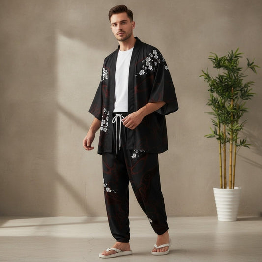 Ensemble Kimono Sakura Homme – Noir - XXS