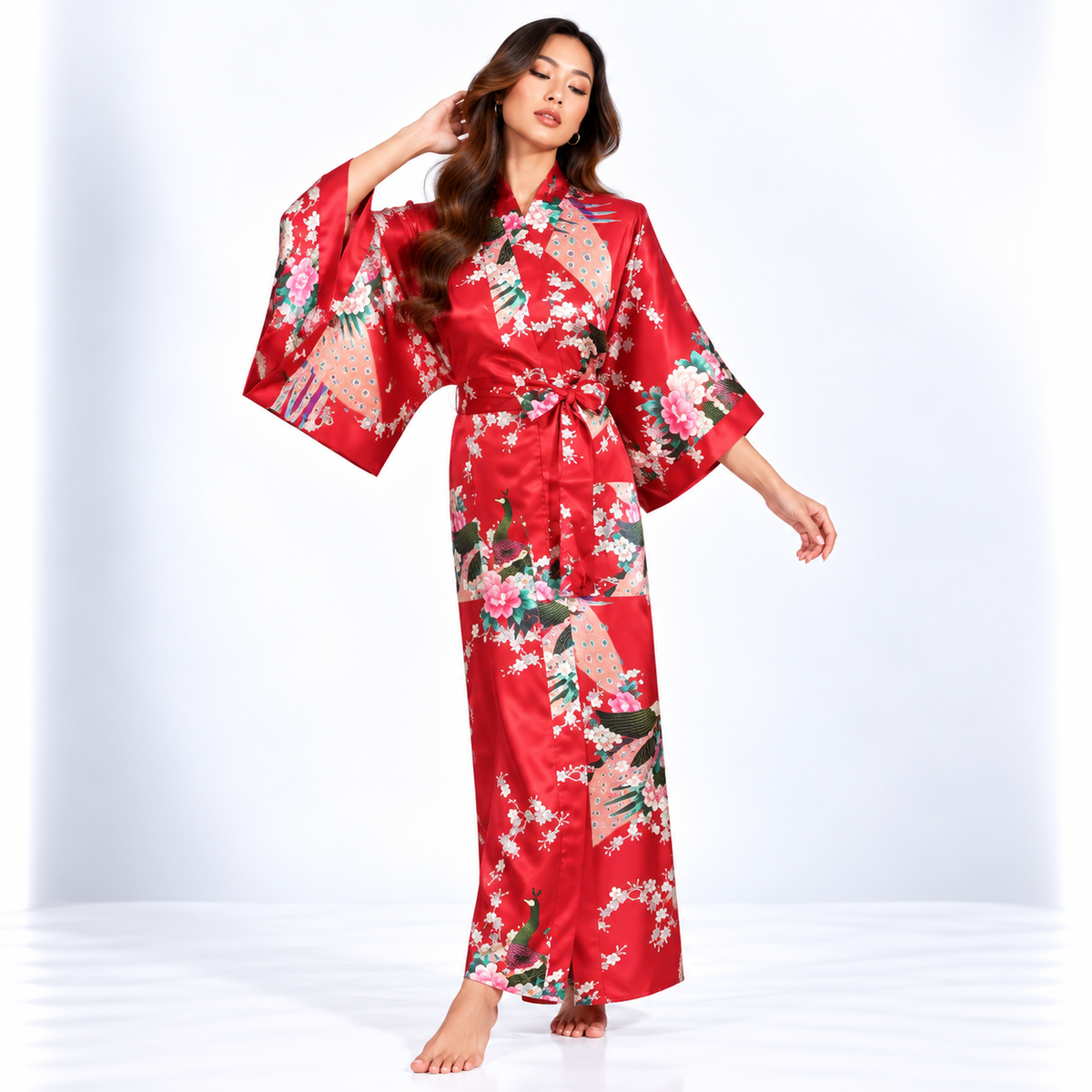 Kimono Long Paon | Rouge