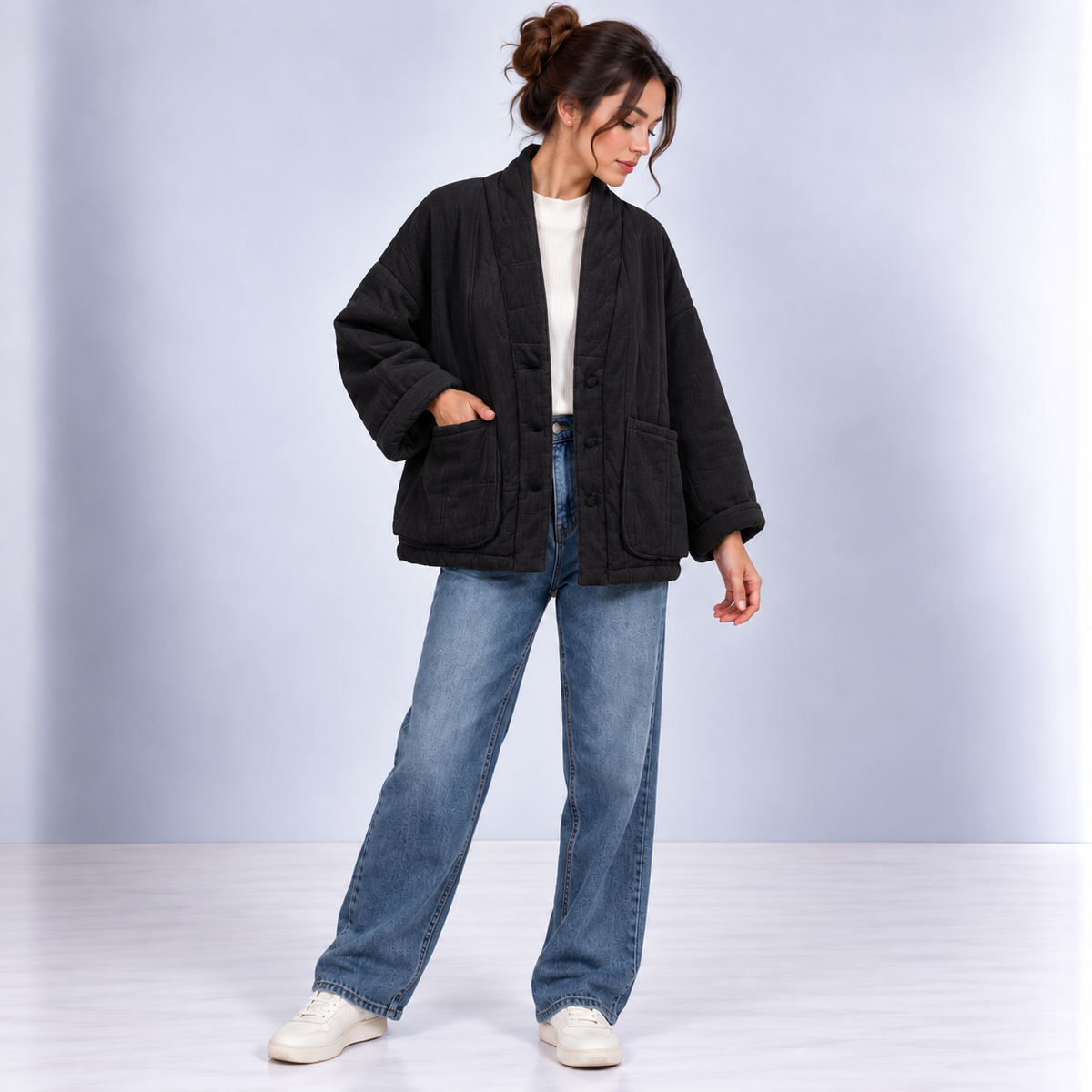 Veste Kimono Matelassée | Noir