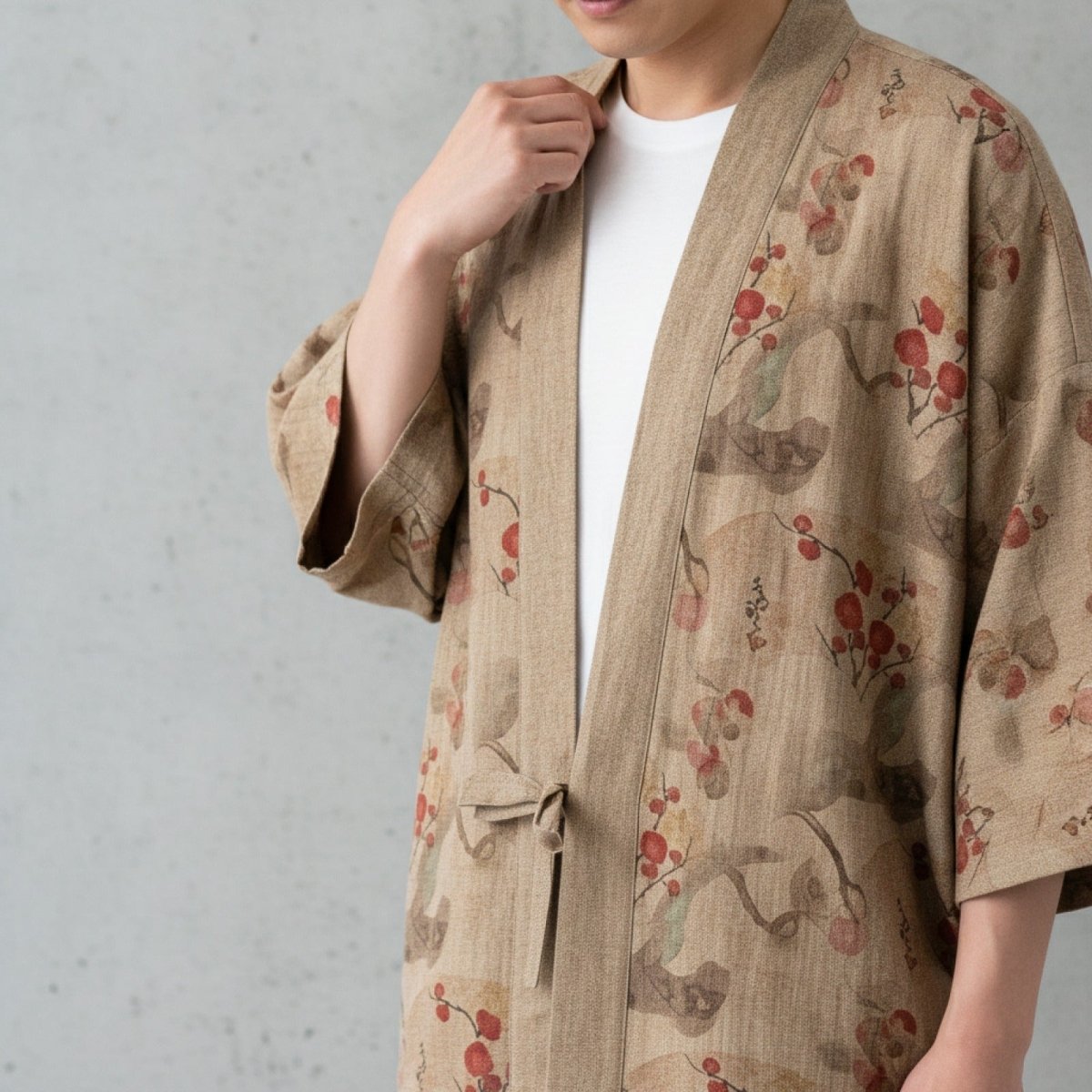 Cardigan Kimono Japonais Unisexe – Beige - XXS