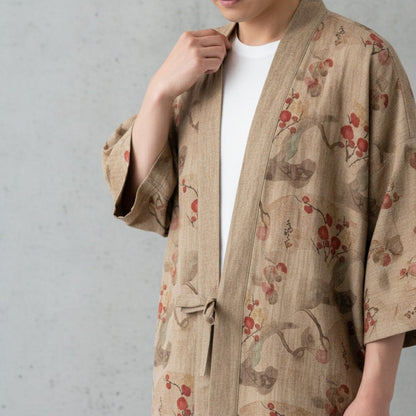 Cardigan Kimono Japonais Unisexe – Beige - XXS
