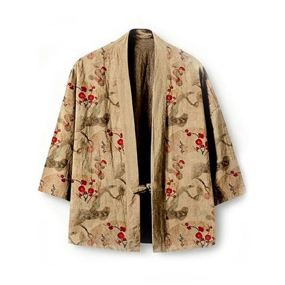 Cardigan Kimono Japonais Unisexe – Beige - XXS