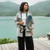 Cardigan Kimono Unisexe – Blanc et Bleu - XXS