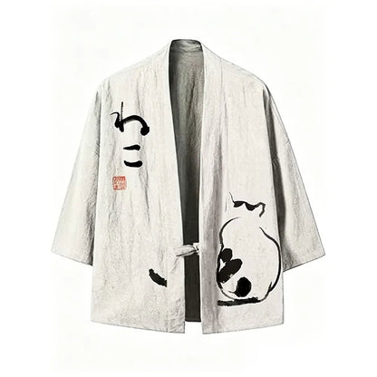 Cardigan Kimono Motifs Unisexe – Blanc - XXS