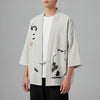 Cardigan Kimono Motifs Unisexe – Blanc - XXS