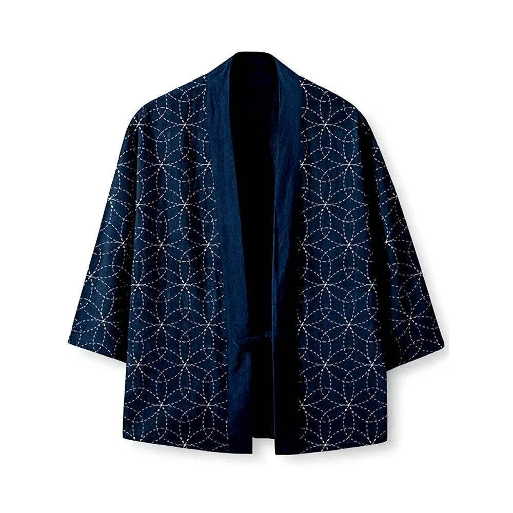 Haori Kimono Cercles Femme – Bleu Marine - XXS