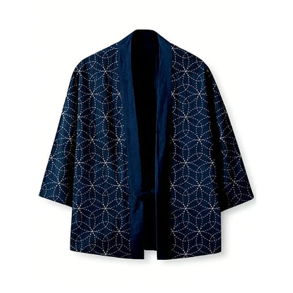 Haori Kimono Cercles Femme – Bleu Marine - XXS