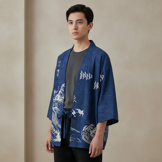 Cardigan Kimono Haori Japonais Unisexe
