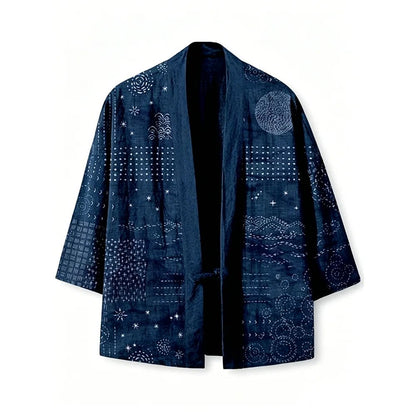 Haori Kimono Sashiko Unisexe – Bleu Marine - XXS