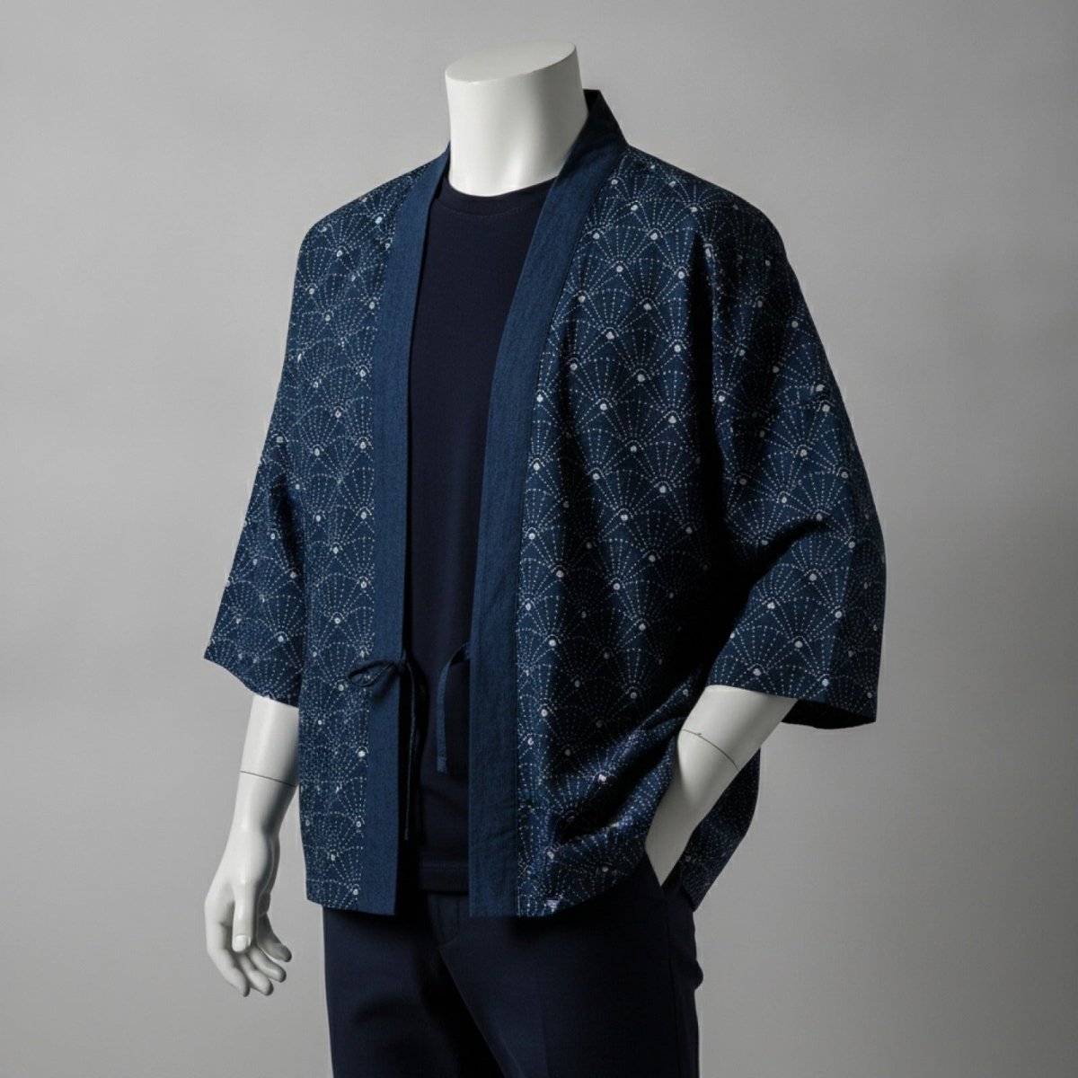 Cardigan Kimono Japonais Unisexe – Bleu - XXS