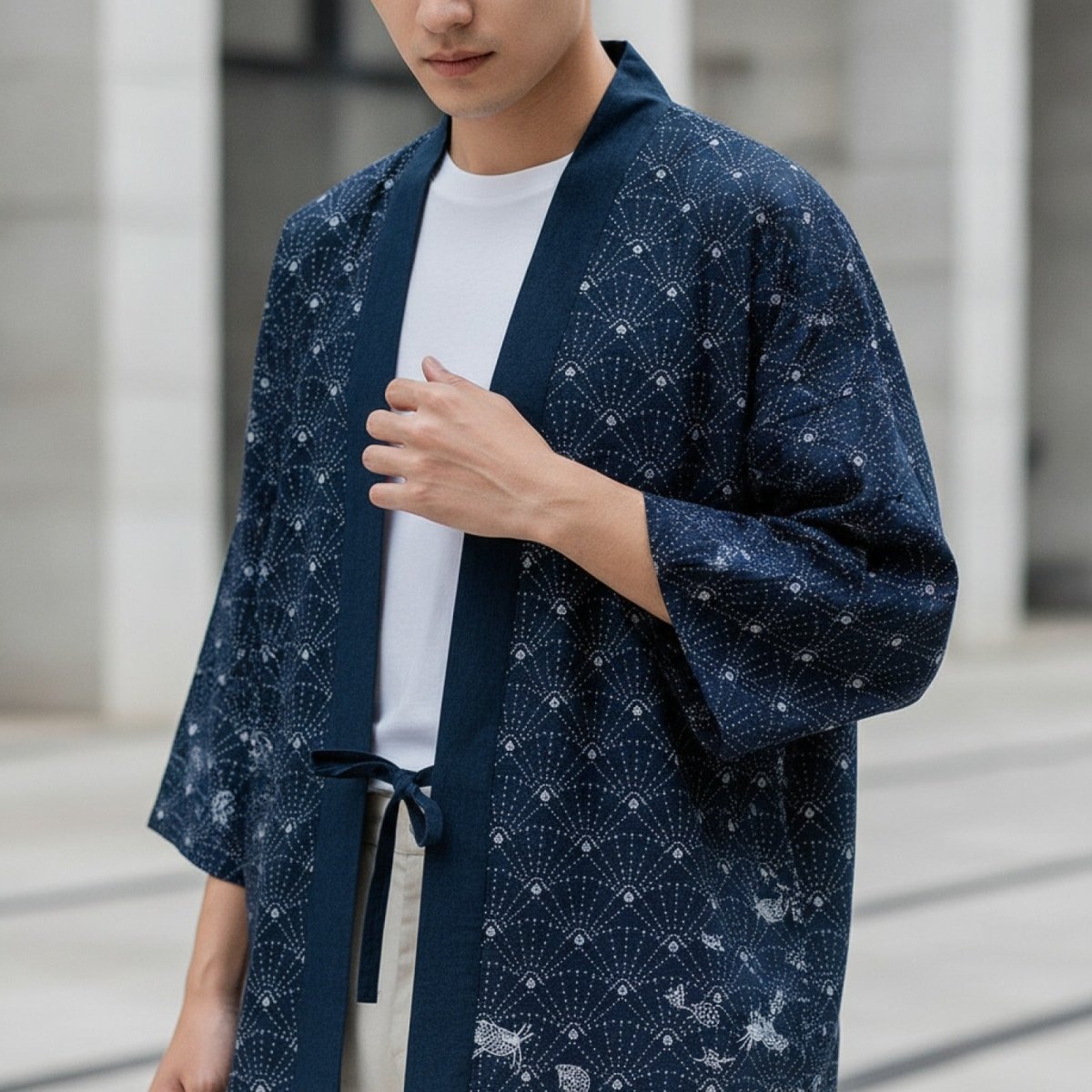 Cardigan Kimono Japonais Unisexe – Bleu - XXS