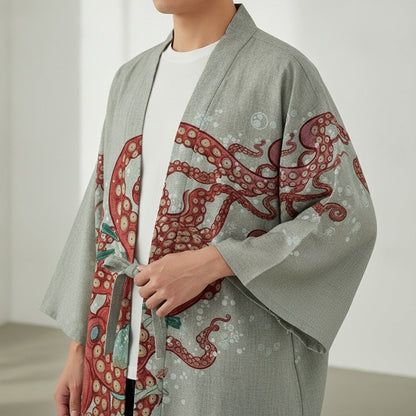 Cardigan Kimono Japonais Unisexe – Gris - XXS