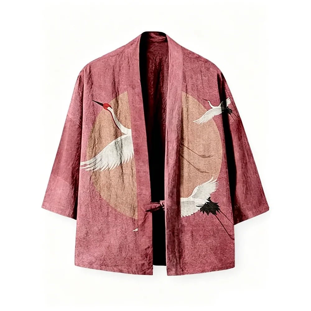 Cardigan Kimono Oriental Unisexe – Rose - XXS