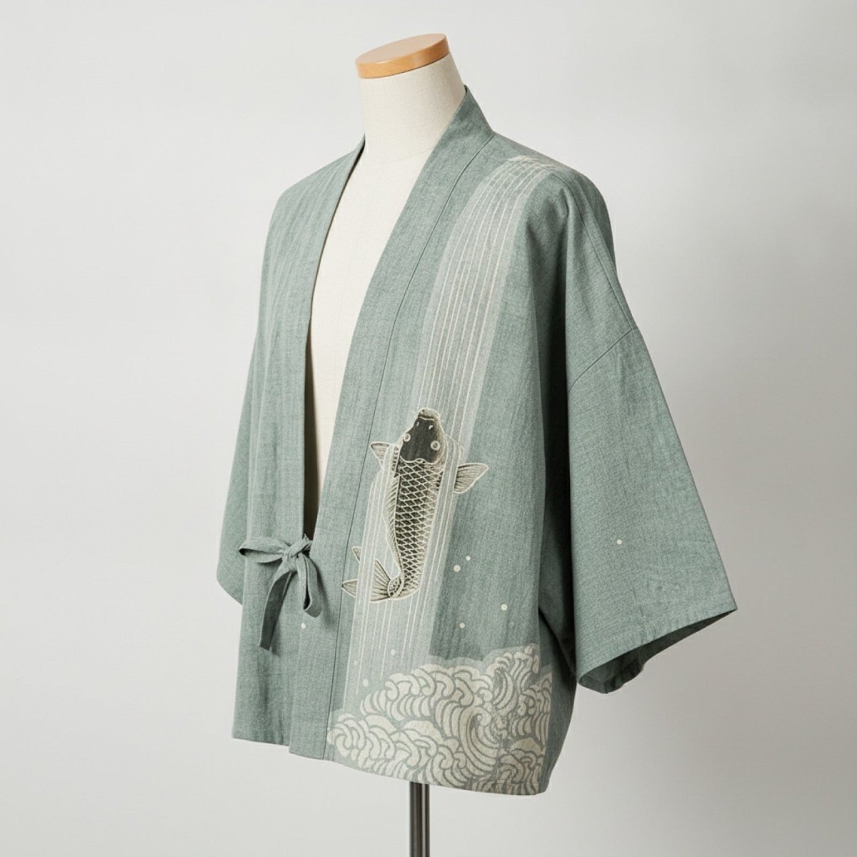 Cardigan Kimono Japonais Unisexe – Vert - XXS