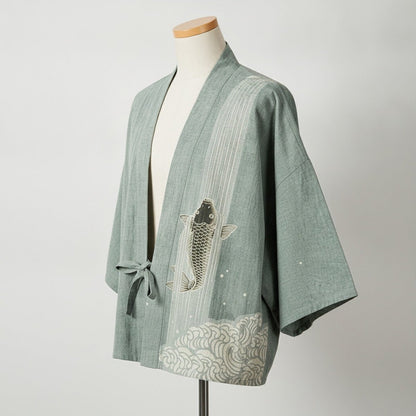Cardigan Kimono Japonais Unisexe – Vert - XXS