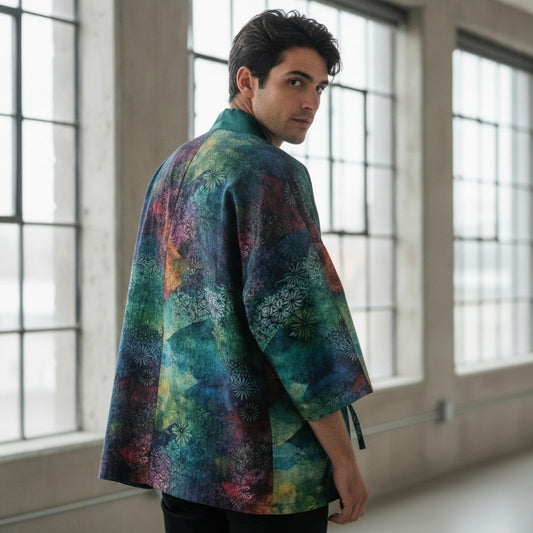 Haori Kimono Japonais Unisexe – Vert - XXS