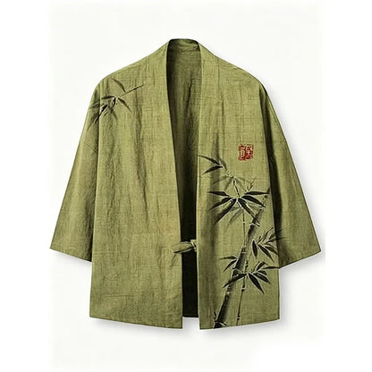 Cardigan Kimono Illustré Unisexe – Vert - XXS