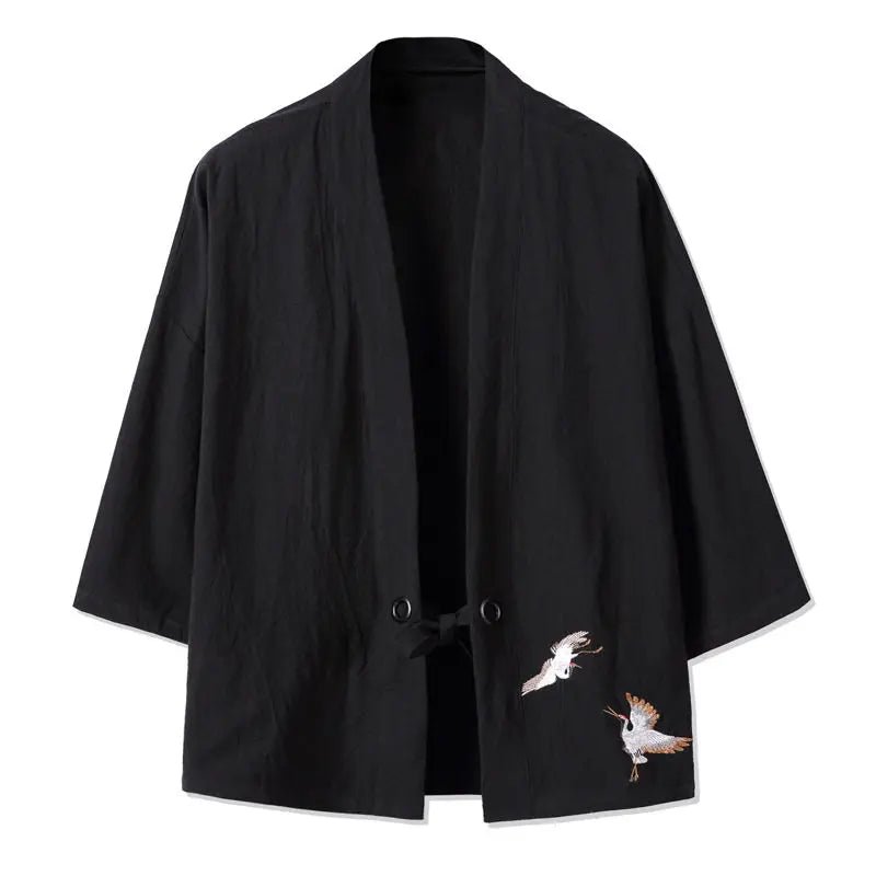 Cardigan Kimono Japonais Homme – Noir - M