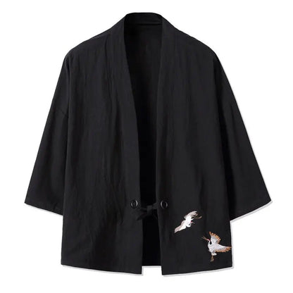 Cardigan Kimono Japonais Homme – Noir - M