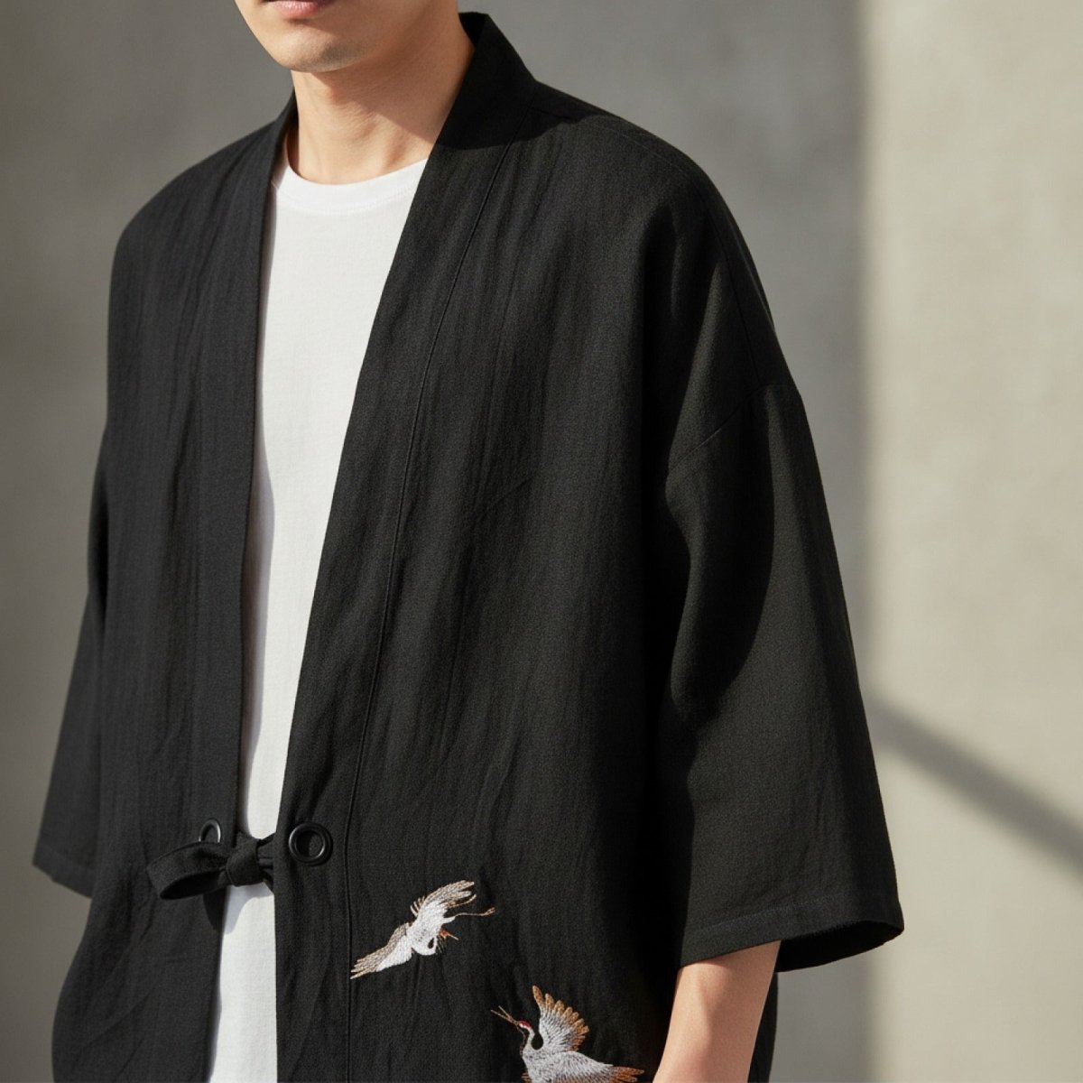 Cardigan Kimono Japonais Homme – Noir - M