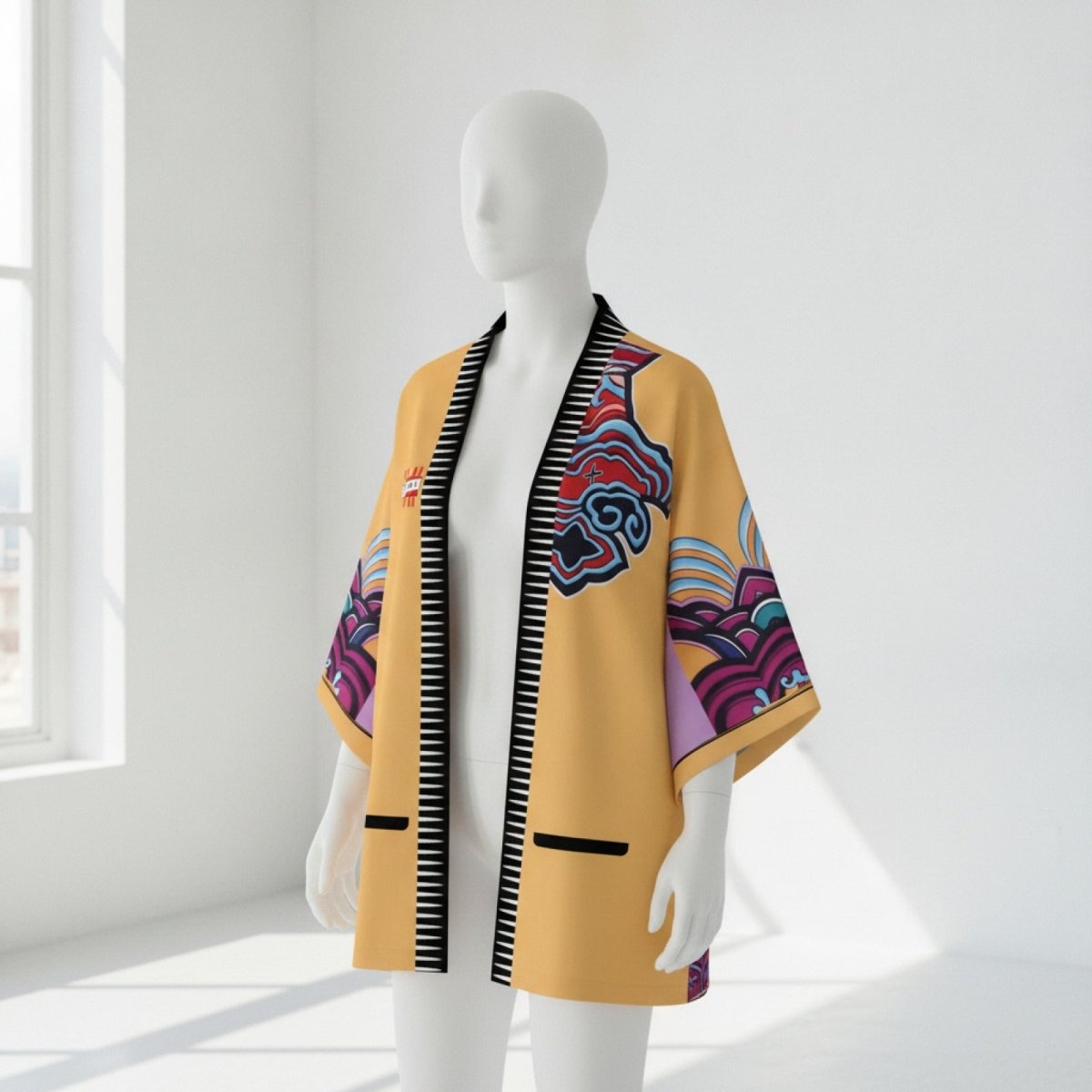 Cardigan Kimono Harajuku Unisexe – Jaune - XS